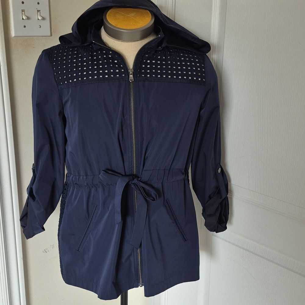 Navy Utility Lightweight Jacket with Embroidery Detail